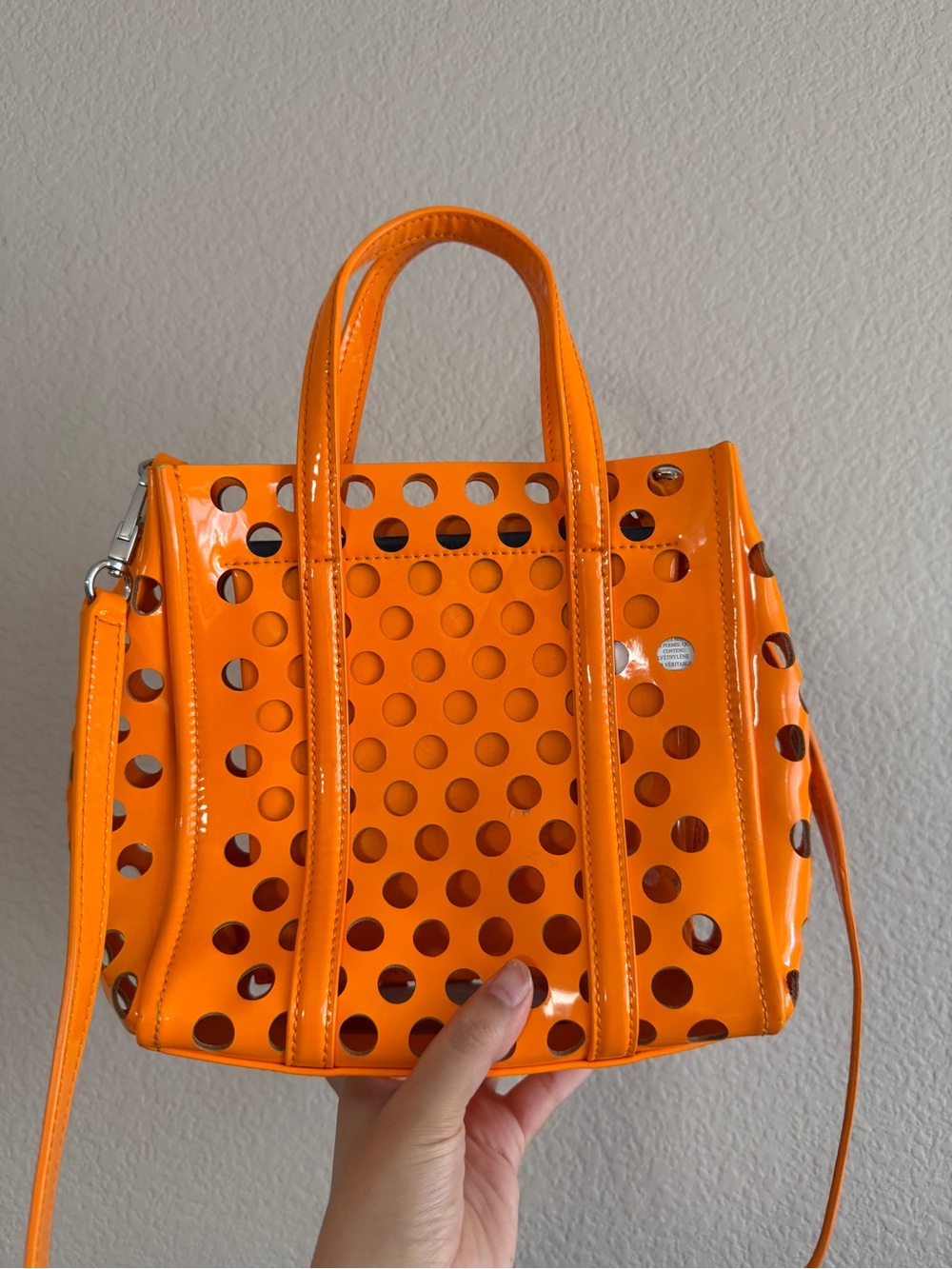 Marc Jacobs Orange Perforated Patent Tote - Picture 2 of 2